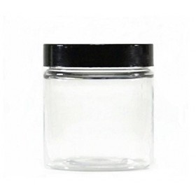 3 Pcs 250 ML / 8 oz Pot cosmétique en Plastique Transparent avec Couvercle Noir Rechargeable Bouteille de crème Vide Pots déc