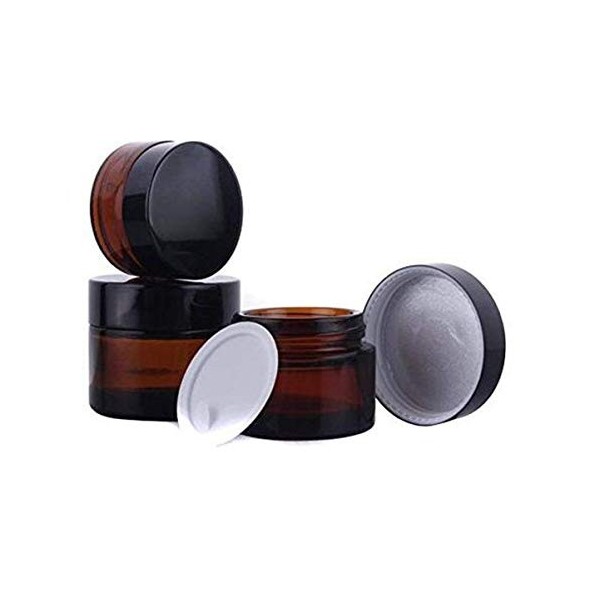 Lot de 3 pots vides en verre ambré rechargeables pour échantillons de cosmétiques, crème pour le visage, baume à lèvres, huil