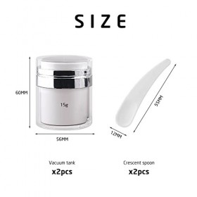 Lot de 2 pots de crème sous vide, 2 cuillères distributrices, pompe à air, conteneur portable rechargeable, 15 g, mini pot de