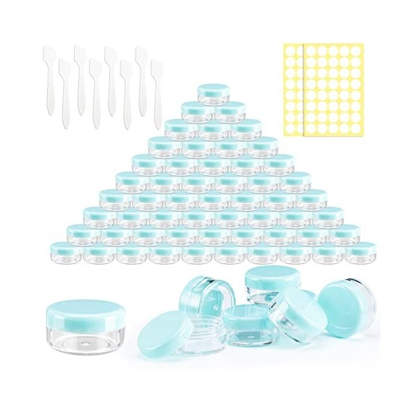 Lot de 80 boîtes 3ml/3g Conteneur Cosmétique Bidon vide Transparent Noir et Blanc Petit pot de Voyage Rond en Plastique,Peut 