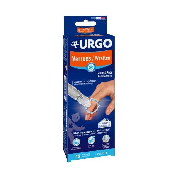 Urgo - Verrues Mains & Pieds - Traitement par cryothérapie - Dès 4 ans - 38ml soit 15 traitements