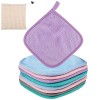 9 Pcs Lingette Demaquillante Lavable, 15 x 15cm Serviettes Démaquillantes en Microfibres, Tampons Démaquillants Réutilisable 