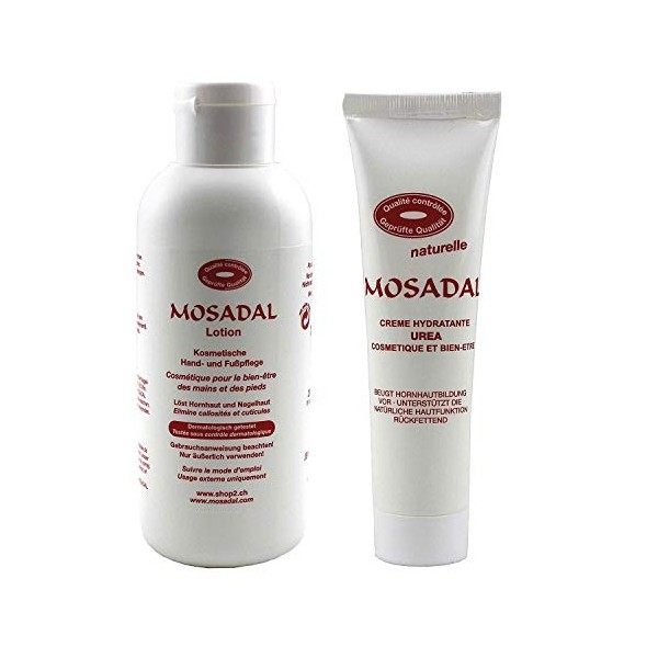 Mosadal Kit de soins cosmétiques pour les mains et les pieds 2 pièces – Comprend 1 lotion Mosadal 250 ml et 1 crème hydratant