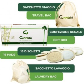Coton Demaquillant Lavable Réutilisable Tampons Démaquillants Fibre de Bambou 16 Pièces Disque Lingette Demaquillante Lavable