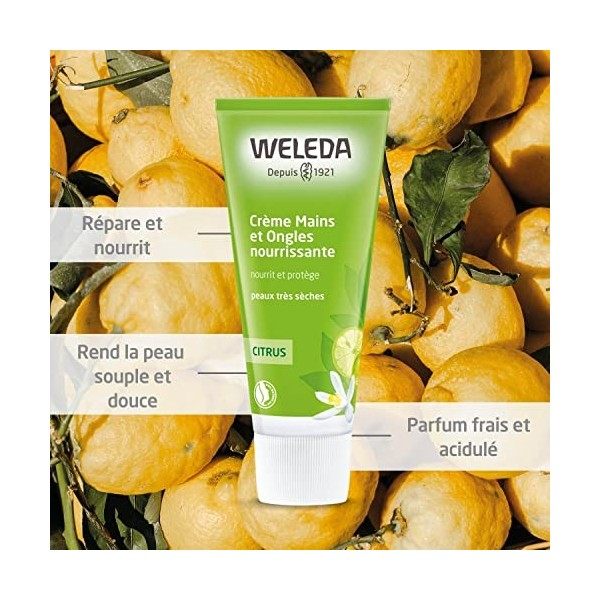 WELEDA - Crème Mains et Ongles Nourrissante au Citrus - Peaux Très Sèches - Nourrit, Répare et Protège - 50 ml