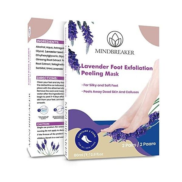 Masque Exfoliant Pour Les Pieds - Lavande 2 paires Masque exfoliant pour les pieds - Peau morte sèche Réparation des callosit