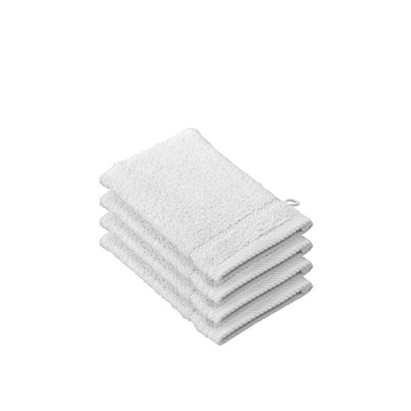 De Witte Lietaer 194691 Stephanie Lot de 4 Gants de Toilette Coton Gris Clair 540 g/m² 15 x 22 x 1 cm