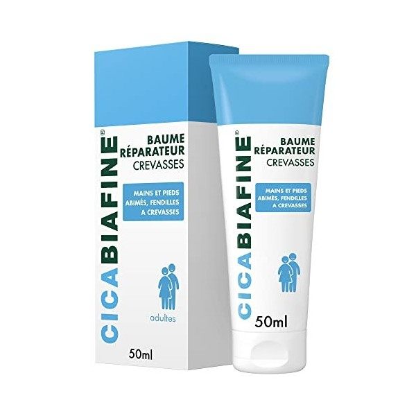 Cicabiafine Baume Réparateur Crevasses, Pour Mains et Pieds Secs Abîmés, Tube de 50 ml