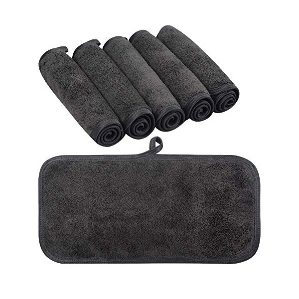 KinHwa Serviette Visage Démaquillante Réutilisable Microfibre Décapant Lavable Débarbouillette Ultra-douce gray 6Pack