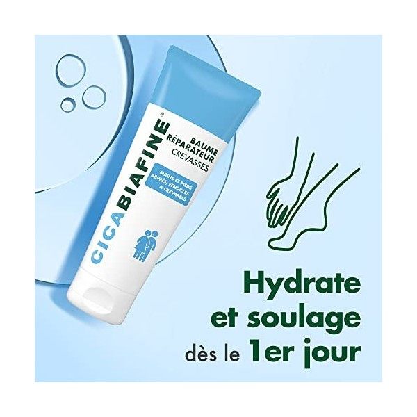 Cicabiafine Baume Réparateur Crevasses, Pour Mains et Pieds Secs Abîmés, Tube de 50 ml