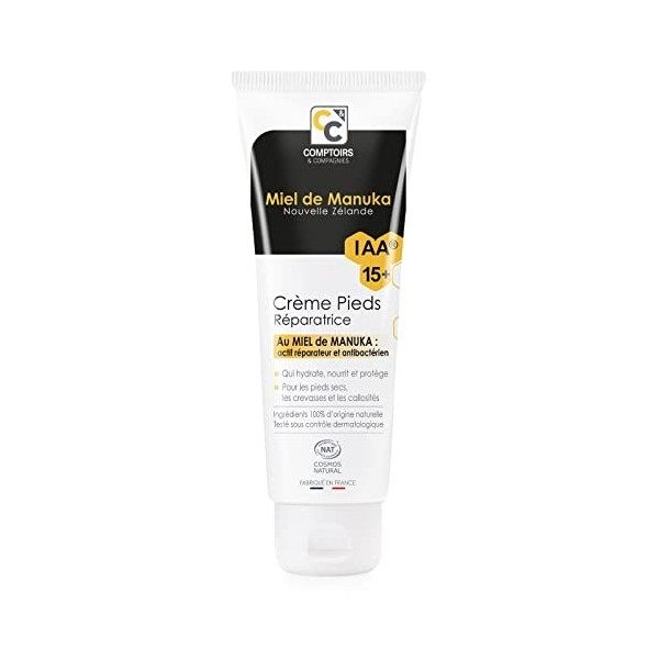 Comptoirs et Compagnies - Crème Pieds Réparatrice au Miel de Manuka IAA15+ - Répare Nourrit - Pieds secs - Certifié Cosmos Na