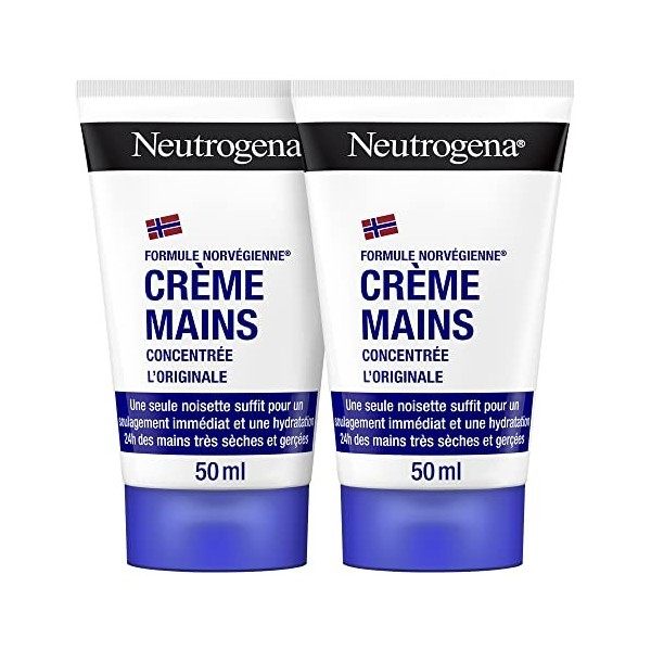 Neutrogena - Crème Mains Hydratante Concentrée Loriginale, Formule Norvégienne, Mains Très Sèches, 50ml, Lot de 2