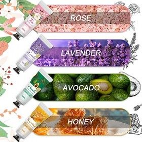 Coffret Cadeau pour Femmes,Crème Mains Réparatrices 4 x 30ml & Bougies Parfumées 4 x 80g, Coffret Cadeau de Noël pour Saint-V