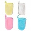 Tadipri 4 Pièces Gant Démaquillant Microfibre Tampons Démaquillants Réutilisable Avec Sac De Rangement 13X9Cm Blanche/Jaune/B