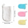 Tadipri 4 Pièces Gant Démaquillant Microfibre Tampons Démaquillants Réutilisable Avec Sac De Rangement 13X9Cm Blanche/Jaune/B