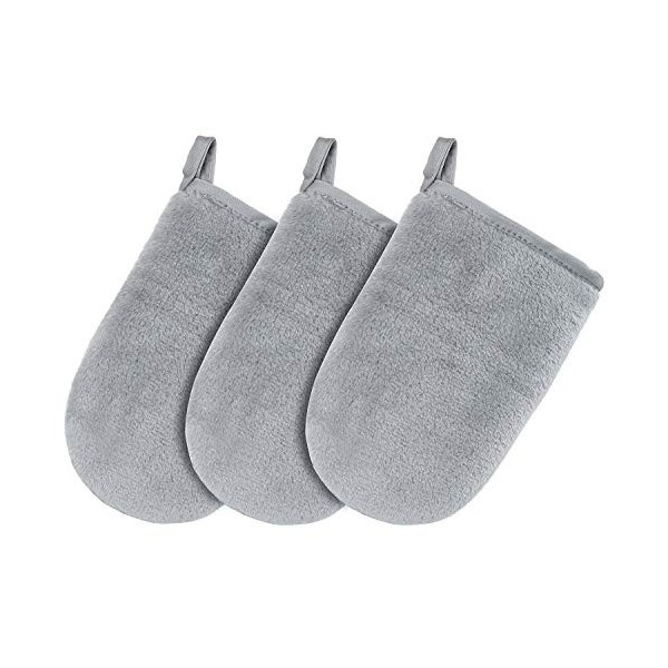 Diealles Shine Lot de 3 Gants Démaquillants en Microfibre Réutilisables et Lavables pour le visage - Élimine Tout le Maquilla