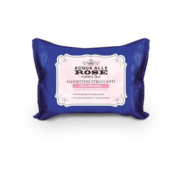 Acqua alle Rose, Lingettes Micellaires Démaquillantes Ligne Sensitive, Lingettes Démaquillantes pour le Visage et les Yeux, I