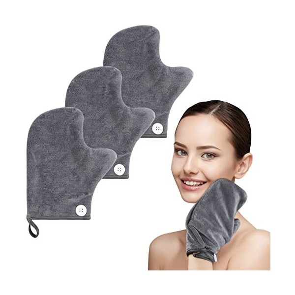 VIVOTE Gants de démaquillage lavables en microfibre 17 x 21cm Gant de démaquillage réutilisable Make Up Glove, pour nettoyer 