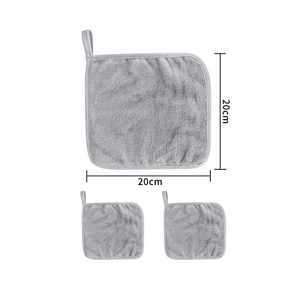 Lot de 2 chiffons démaquillants réutilisables en microfibre - 20 x 20 cm - Pour salle de sport, spa et voyage - Gris