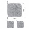 Lot de 2 chiffons démaquillants réutilisables en microfibre - 20 x 20 cm - Pour salle de sport, spa et voyage - Gris