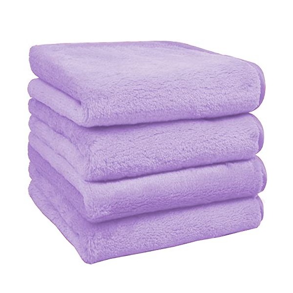 Lot de 4 chiffons démaquillants en microfibre pour le visage - Démaquille instantanément avec juste de leau - 25 x 25 cm - V