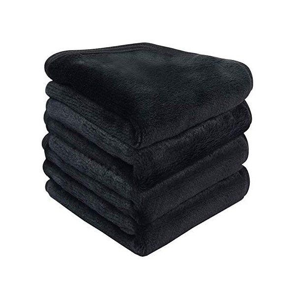 Lot de 4 chiffons démaquillants en microfibre pour le visage - Démaquille instantanément avec juste de leau - 25 x 25 cm - V