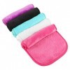 Lot de 5 chiffons démaquillants en flanelle pour le visage et le démaquillage des peaux sensibles noir, violet, rouge cerise