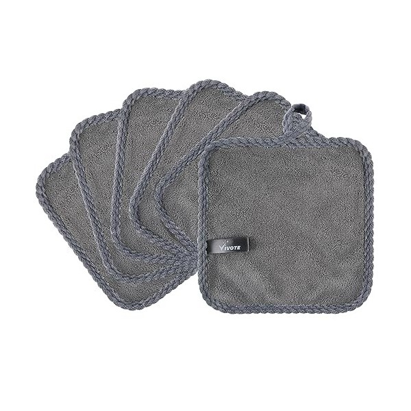 Vivote Lingettes nettoyantes pour le visage en microfibre 20x20cm Lingette démaquillante douce en flanelle Gant de toilette b