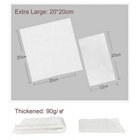 Q&J Lot de 3 serviettes jetables pour le visage Utilisation sèche et humide Lingettes en coton extra résistantes et épaisses 