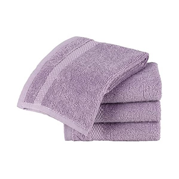 Sue Rossi Lot de 4 gants de toilette en coton peigné égyptien 30 x 30 cm, très doux et absorbants, à séchage rapide, 600 g/m²