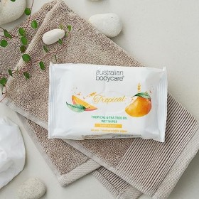 Lingettes humides tropicales à la mangue et à lhuile darbre à thé - 144 lingettes 6 paquets | Nettoyant pour la transpira
