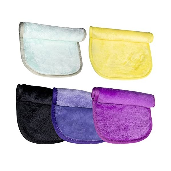 5pcs lingettes démaquillantes unisexes, chiffons démaquillants en microfibre chiffons démaquillants réutilisables lavables po