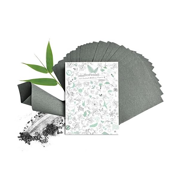 EcoFeminii Lot de 100 feuilles de papier buvard naturel pour une peau claire, propre et mate pour éliminer lhuile du visage,