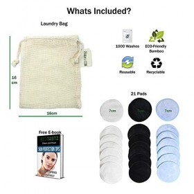 Lot de 21 tampons démaquillants réutilisables en bambou bio Lavables et respectueux de lenvironnement En velours de coton do