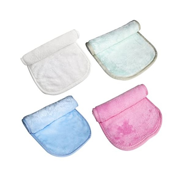 CUHZA Lot de 4 serviettes démaquillantes, serviettes en microfibre pour le visage, chiffons démaquillants lavables et réutili