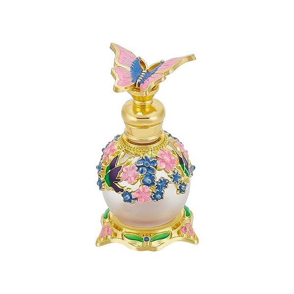 nbeads 1 Pc Lacon de Parfum Papillon, Bouteille de Parfum en Verre Rechargeable Rétro en Verre Dépoli Vide avec Corps de Bout