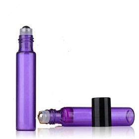 CMJ Lot de 2 flacons à bille vides en métal avec couvercle noir Violet 10 ml