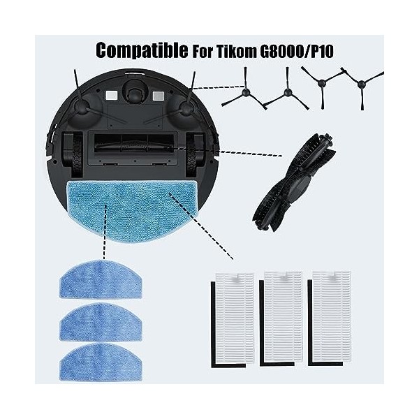 DianSung pièces de Rechange pour Tikom G8000/G8000Pro/pour Honiture G20/G20Pro/pour Laresar Evol 3 Accessoires aspirateur Rob