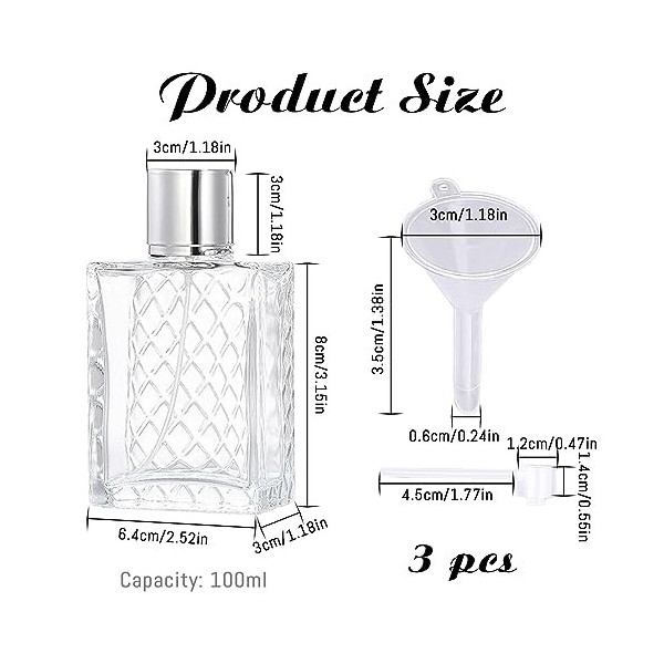 QOCO Atomiseur de parfum 100 ml rechargeable, portable en verre transparent avec entonnoir circulaire pour le bricolage, les 