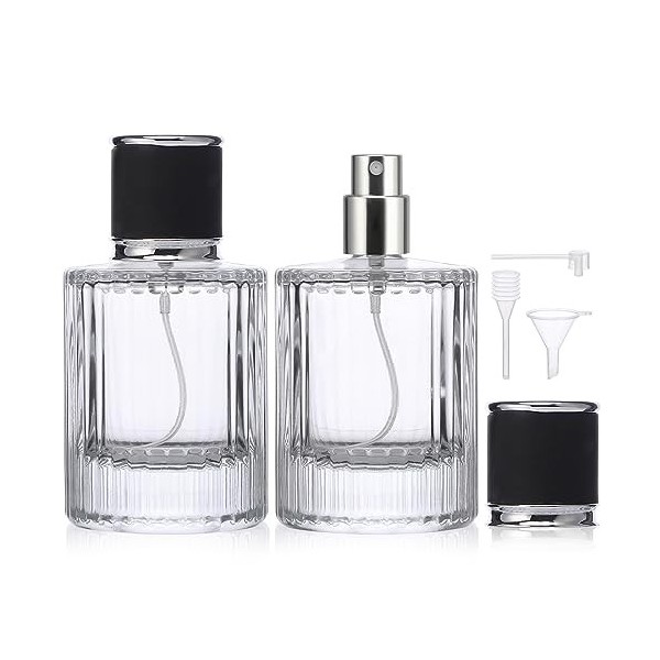 Segbeauty Vaporisateur Parfum Rechargeable, Flacon Parfum Vide, 2 Pièces Echantillon Parfum 50ml, Recharge Parfum, Flacon Par