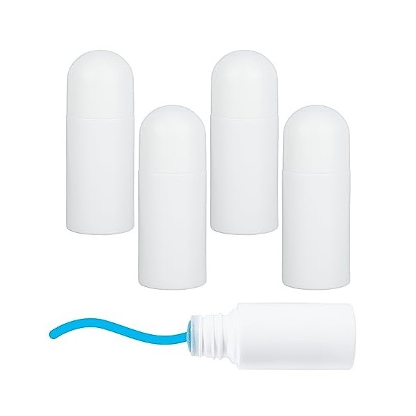 NICENEEDED Lot de 4 flacon Applicateur à Tête Éponge Blanche de 50 ml, Bouteille de Liniment Liquide en Plastique Vide, Récip