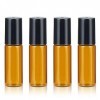 BLeezm 5ml Bouteilles en Verre Vide avec Rouleau en Acier Inoxydable - 4 Pcs, Roll on Huiles Essentielles, Aromathérapie, Par