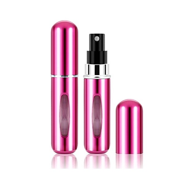 Soleebee Lot de 2 vaporisateurs de parfum rechargeables - 5 ml - Brillant - Mini vaporisateur portable - Pour sac à main, voy