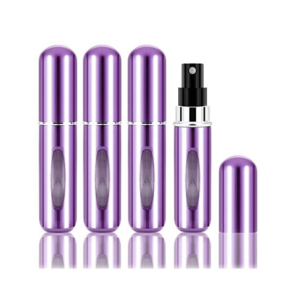 Soleebee Lot de 2 vaporisateurs de parfum rechargeables - 5 ml - Brillant - Mini vaporisateur portable - Pour sac à main, voy