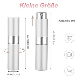 KUAIQI Lot de 3 atomiseurs de parfum rechargeables vides en aluminium de 8 ml