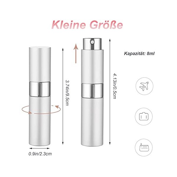 KUAIQI Lot de 3 atomiseurs de parfum rechargeables vides en aluminium de 8 ml