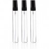 CMJ Lot de 3 flacons vaporisateurs en verre transparent de 10 ml avec couvercle noir