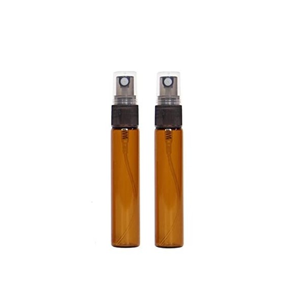 CMJ Lot de 2 vaporisateurs de voyage en verre ambré avec couvercle noir 10 ml