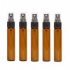 CMJ Lot de 5 vaporisateurs de voyage en verre ambré avec couvercle noir 10 ml