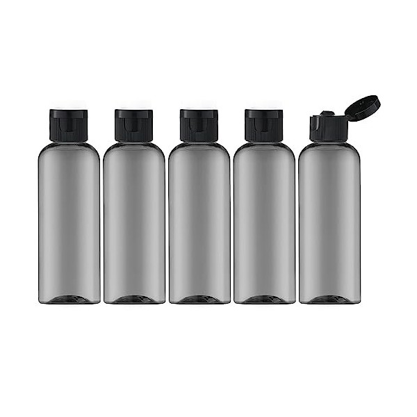 Toureal 100ML Flacon avec Flip Cap Vide 5 Pièces , Rechargeable Bouteille de Voyage pour Cosmétique avec Entonnoir Vert Cla